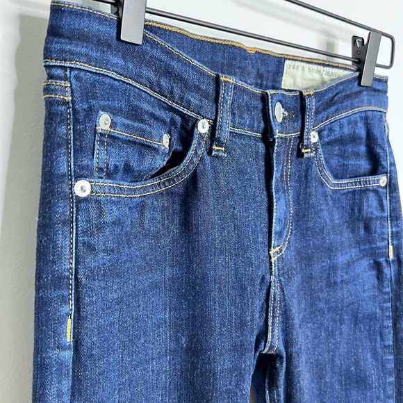 Rag & Bone Jeans Womens 26 High Rise‎ Skinny Dark Blue Wash Stretch Pockets Belt - Picture 10 of 16